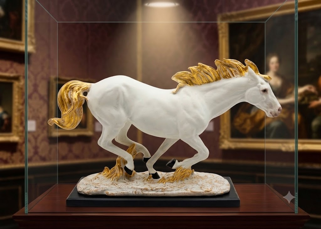 RUNNIG HORSE WHITE ( Premium White Running Horse Showpiece with Golden Mane )