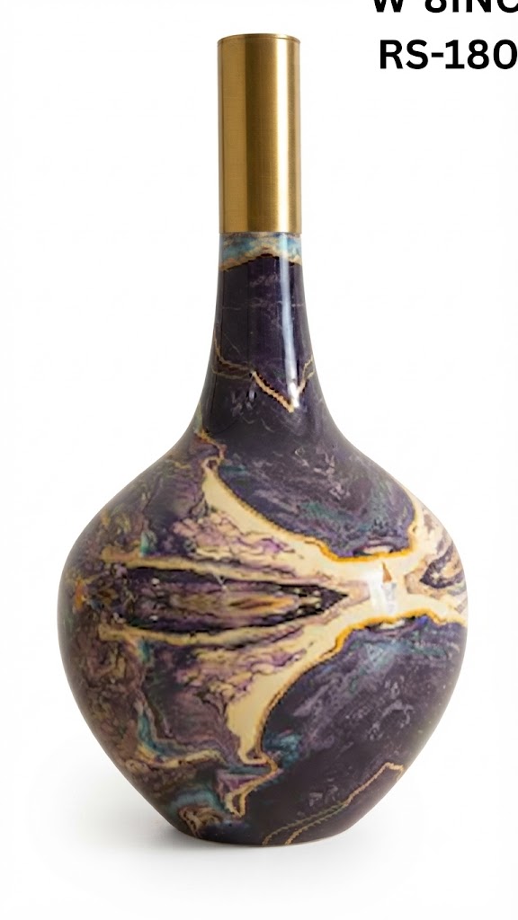 SA-1006 ( Royal Marble Fusion Decorative Ceramic Vase with Gold Neck ) - Image 2