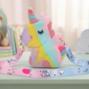 Pastel Rainbow Unicorn Silicone Crossbody Bag for Kids