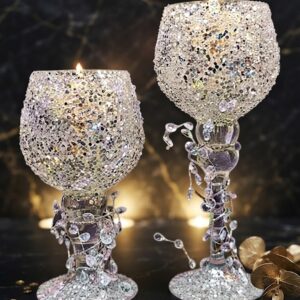 Luxury Crystal Mosaic Candle Holder Set