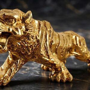 TIGER 912 ( Golden Finish Roaring Tiger Decorative Showpiece Statue )
