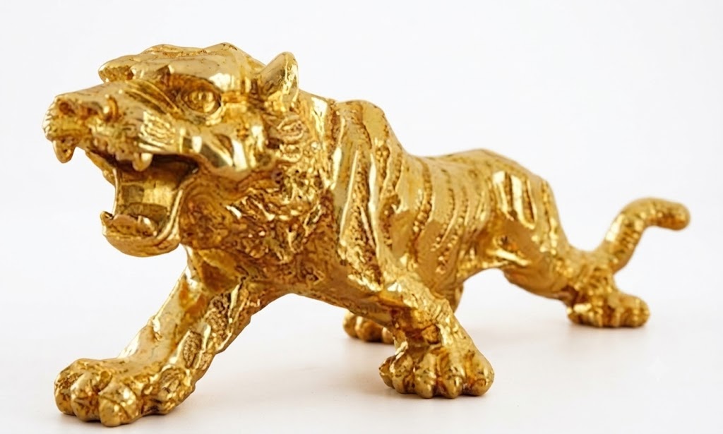 TIGER 912 ( Golden Finish Roaring Tiger Decorative Showpiece Statue ) - Image 2