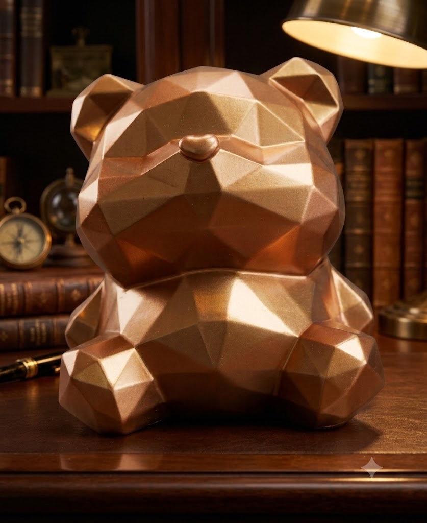 Teddy boor money bank ( Geometric Teddy Bear Money Bank – Modern Decorative Coin Saving Bank )