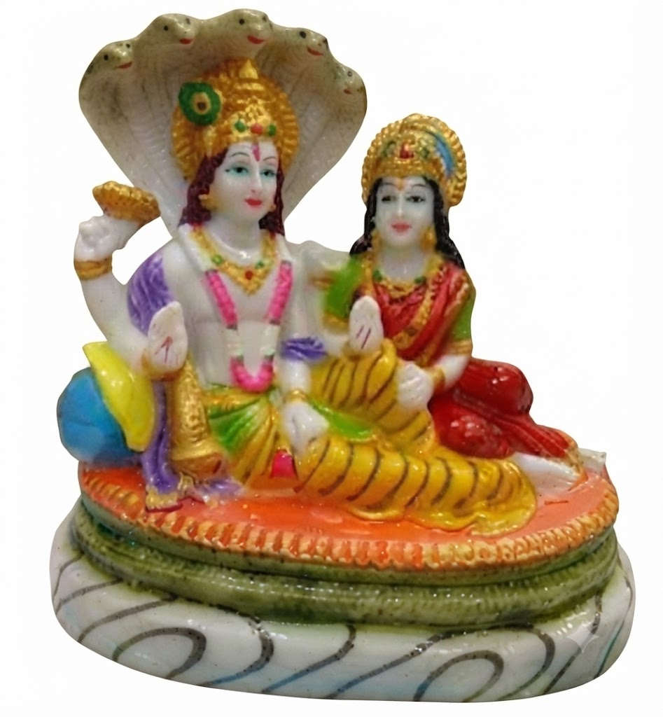 VZ21⁄2 NO ( Handcrafted Marble Lord Vishnu & Goddess Lakshmi on Sheshnag Idol ) - Image 2