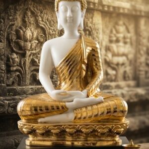 WG 104  ( Handcrafted White & Gold Meditating Buddha Statue )