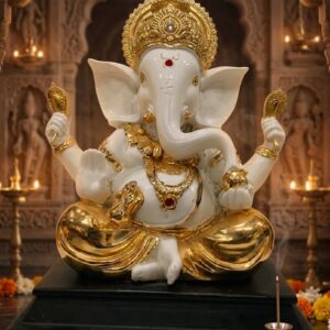WG 441  ( Handcrafted Ganpati Statue for Home Temple, Office & Luxury Spiritual Décor )