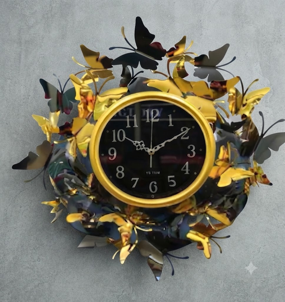 YS1303 ( Luxury Golden Butterfly Metal Wall Clock ) Pcs CTN-1