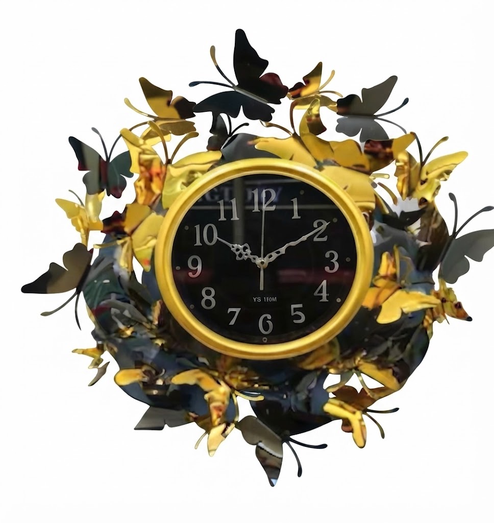 YS1303 ( Luxury Golden Butterfly Metal Wall Clock ) Pcs CTN-1 - Image 2