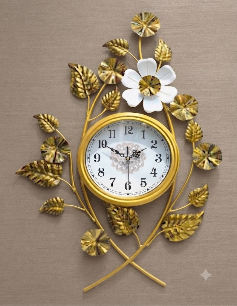 YS1307 ( Luxury Golden Floral Metal Wall Clock ) Pcs CTN-1
