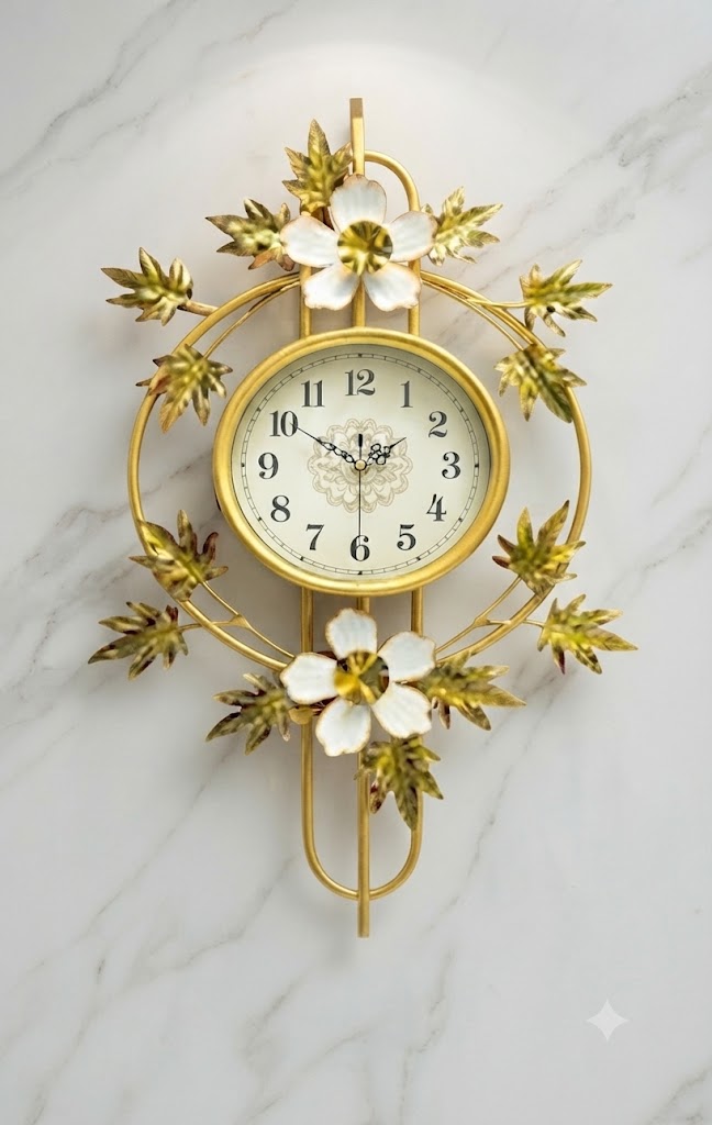 YS1318 ( Luxury Golden Floral Ring Metal Wall Clock ) Pcs CTN-1