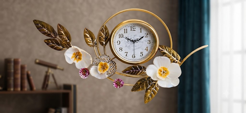 YS1320 ( Luxury Golden Floral Metal Wall Clock ) Pcs CTN-1