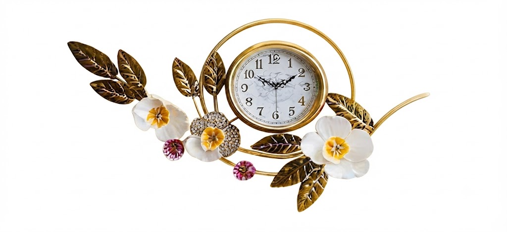 YS1320 ( Luxury Golden Floral Metal Wall Clock ) Pcs CTN-1 - Image 2