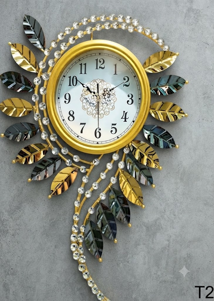 YS1321 ( Luxury Crystal Leaf Metal Wall Clock ) Pcs CTN-1