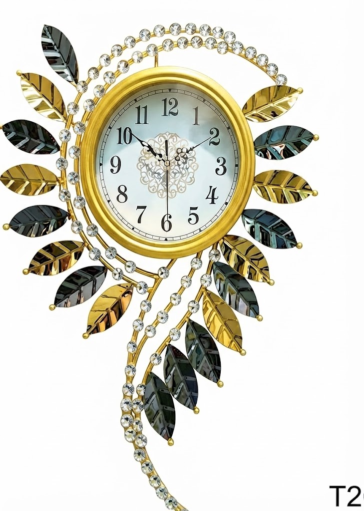 YS1321 ( Luxury Crystal Leaf Metal Wall Clock ) Pcs CTN-1 - Image 2