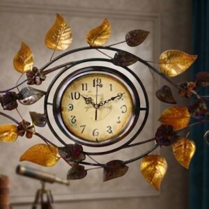 YS1324 ( Vintage Golden Leaf Metal Wall Clock )  Pcs  CTN-1