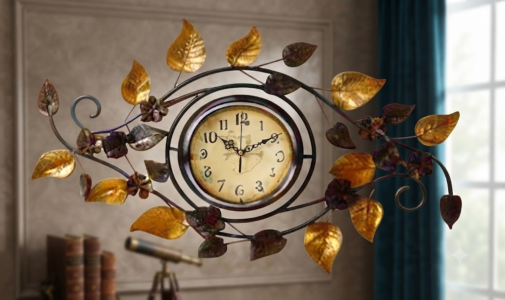 YS1324 ( Vintage Golden Leaf Metal Wall Clock ) Pcs CTN-1