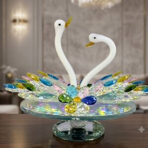 YS1448  ( Elegant Crystal Swan Couple Decorative Centerpiece Bowl )