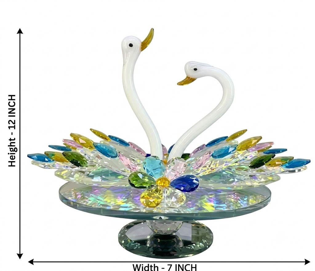 YS1448 ( Elegant Crystal Swan Couple Decorative Centerpiece Bowl ) - Image 2