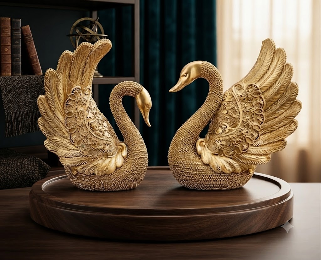 YS1459 ( Golden Swan Couple Decorative Showpiece ) PCS CTN-24