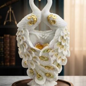 YS218 ( Royal White & Gold Peacock Couple Decorative Showpiece ) Pcs CTN90