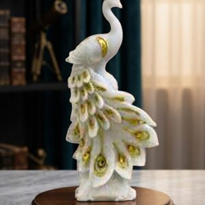 YS219  ( Royal White & Gold Peacock Decorative Showpiece )  Pcs CTN90