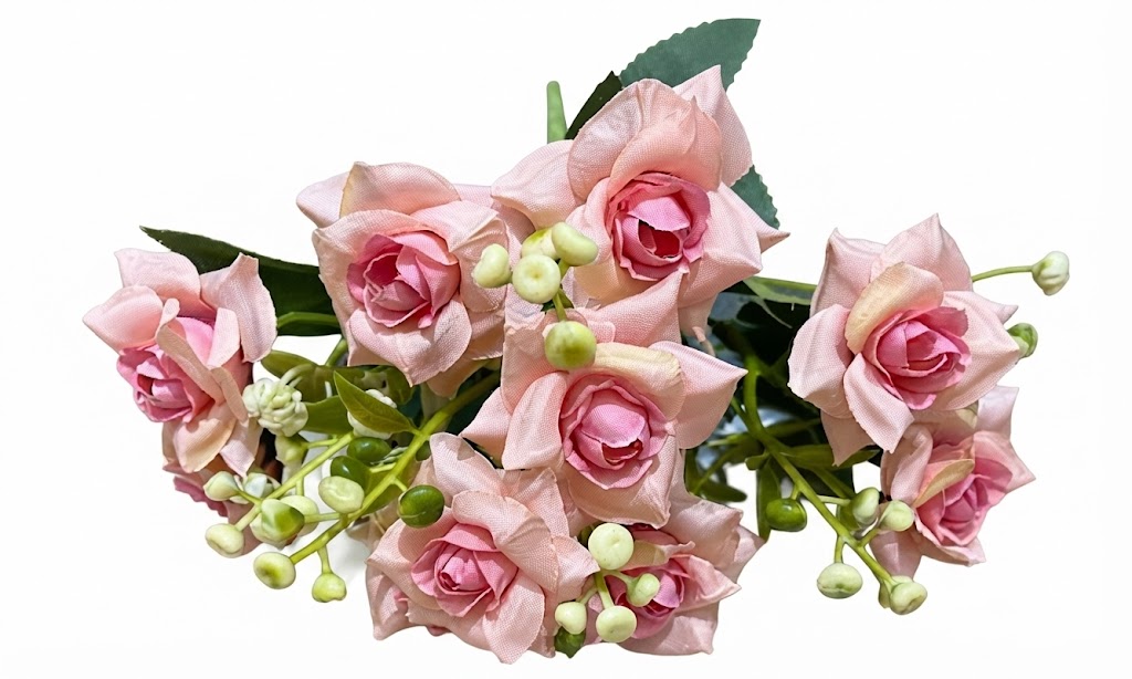 YS240 ( Premium Artificial Pink Rose Flower Bouquet with Berry Stems ) 1000PCS CTN - Image 2
