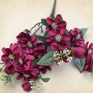 YS243 ( Premium Artificial Burgundy Blossom Flower Bouquet with Green Foliage ) 800PCTN