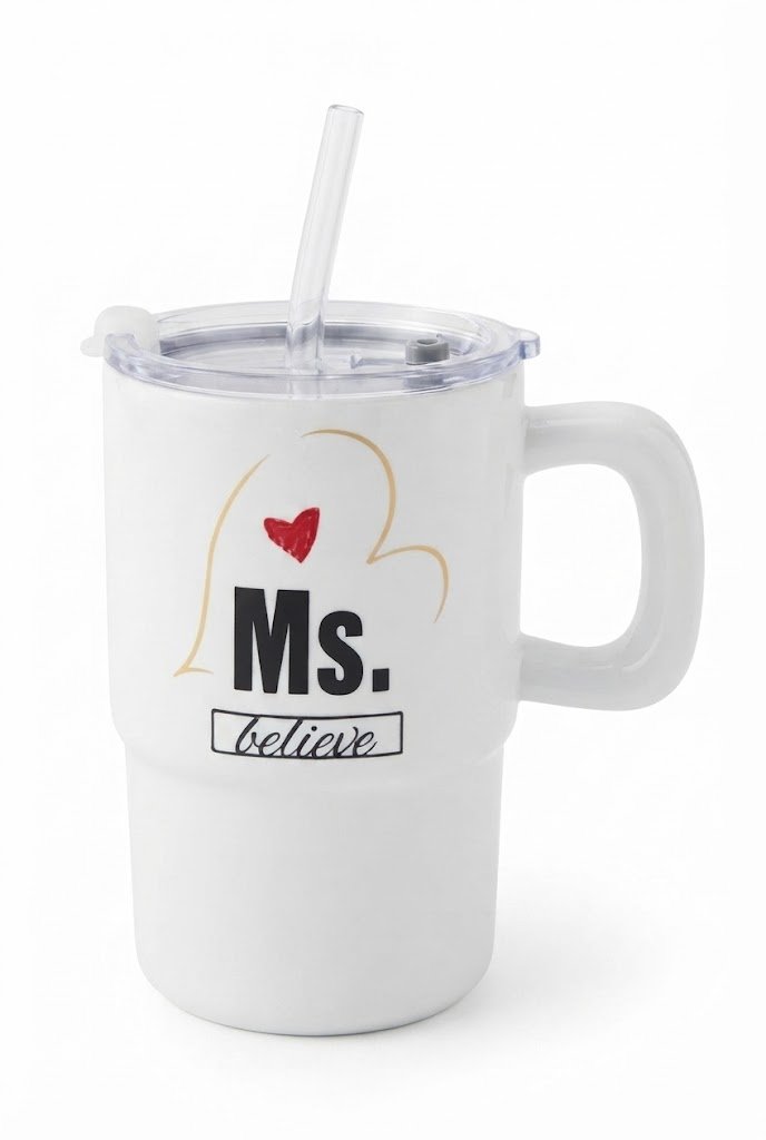 YS2458 ( Ms. Believe Inspirational Printed Tumbler Mug with Lid, Straw & Handle ) 72PCS CTN - Image 2
