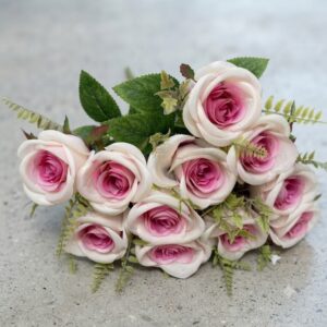 YS254 ( Luxury Pink Rose Artificial Flower Bouquet with Green Foliage for Home & Event Decoration )  400PCS CTN