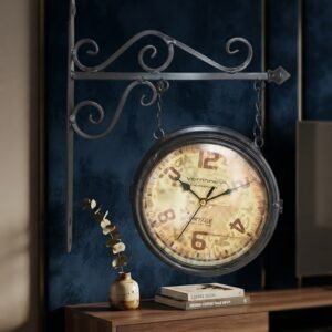 YS952 ( Vintage Double-Sided Hanging Wall Clock with Ornate Iron Bracket ) 10PCS CTN