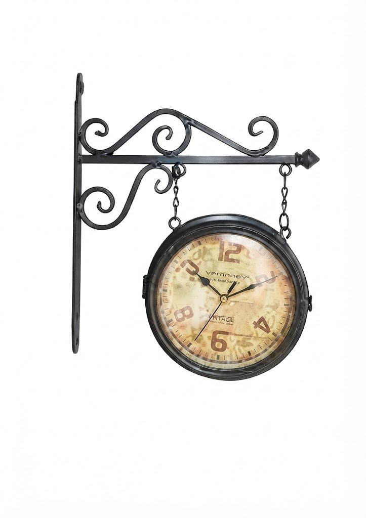 YS952 ( Vintage Double-Sided Hanging Wall Clock with Ornate Iron Bracket ) 10PCS CTN - Image 2