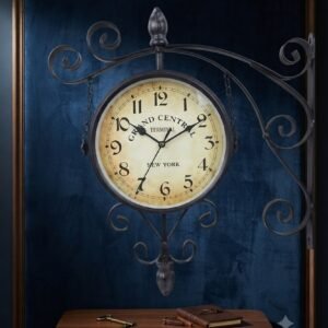 YS953  ( Grand Central Vintage Double-Sided Hanging Wall Clock with Decorative Iron Bracket )  10PCS CTN