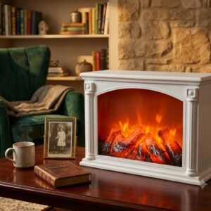 YS964 ( Classic White LED Electric Fireplace Decorative Tabletop Showpiece with Realistic Flame Effect ) 16PCS CTN