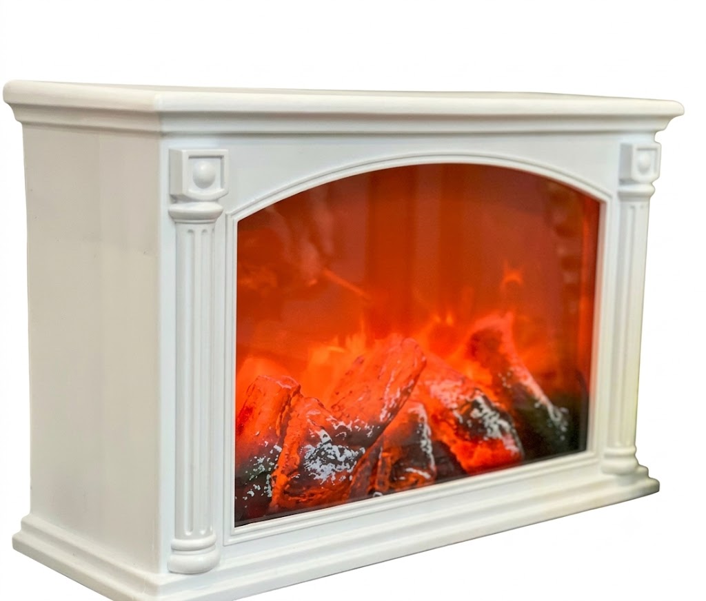 YS964 ( Classic White LED Electric Fireplace Decorative Tabletop Showpiece with Realistic Flame Effect ) 16PCS CTN - Image 2