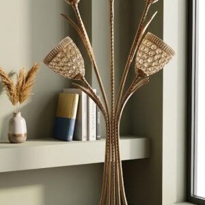 YS973  ( Royal Crystal Blossom 5-Light Gold Floor Lamp ) 5PCS CTN