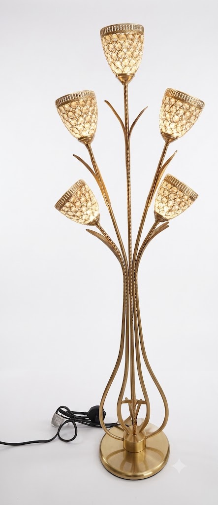 YS973 ( Royal Crystal Blossom 5-Light Gold Floor Lamp ) 5PCS CTN - Image 2
