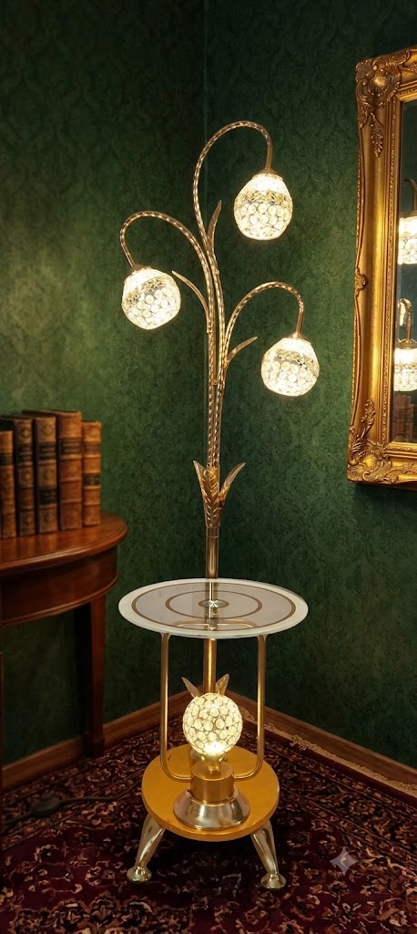 YS977 ( Luxury Crystal Flower Floor Lamp with Glass Side Table ) 2PCS CTN