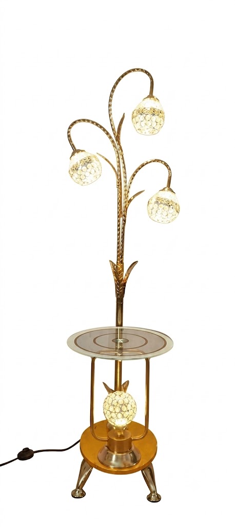 YS977 ( Luxury Crystal Flower Floor Lamp with Glass Side Table ) 2PCS CTN - Image 2