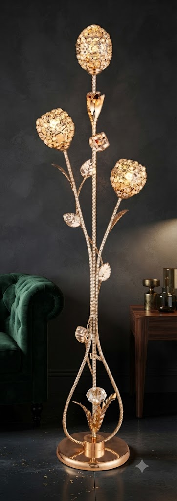 YS980 ( Imperial Crystal Bloom 3-Light Gold Floor Lamp ) 5PCS CTN