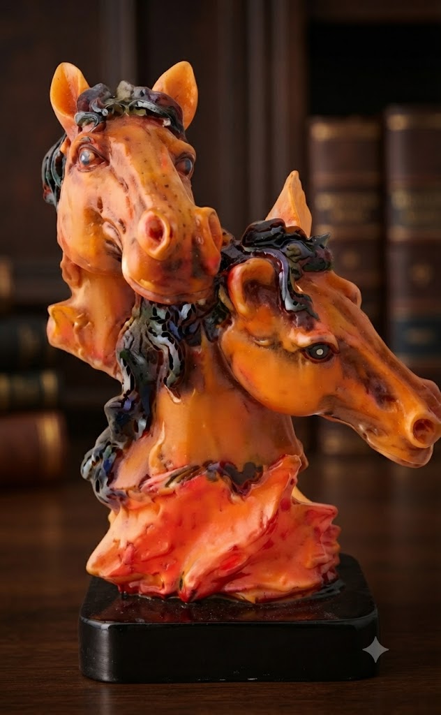 Majestic Twin Horse Head Decorative Showpiece