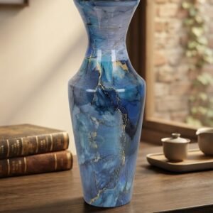 003  ( Elegant Blue Marble Finish Decorative Floor Vase )