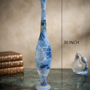 0040 ( Elegant Blue Marble Finish Tall Decorative Floor Vase )