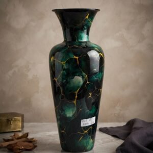 008 ( Luxury Black & Emerald Green Marble Finish Decorative Vase )
