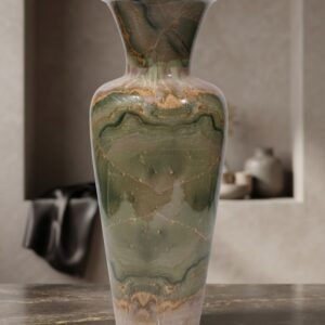 008 ( Elegant Green & Beige Marble Finish Decorative Vase )