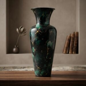 008 ( Luxury Emerald Green & Black Marble Finish Decorative Floor Vase )