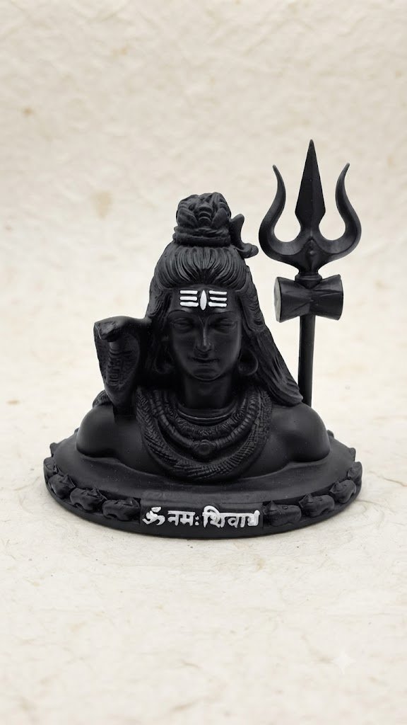103 ( Black Lord Shiva Bust with Trishul and Damru Decorative Idol )