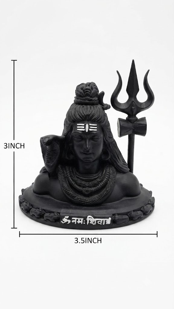 103 ( Black Lord Shiva Bust with Trishul and Damru Decorative Idol ) - Image 2