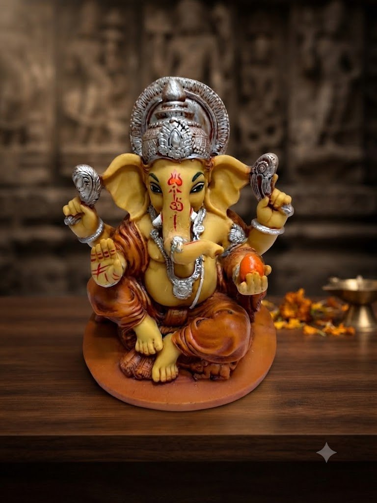 1052WD ( Lord Ganesha Polyresin Idol with Modak )