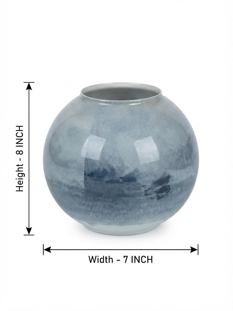 10552 ( Elegant Blue & Grey Landscape Ceramic Decorative Vase ) - Image 2
