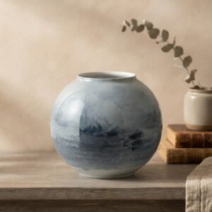 10552  ( Elegant Blue & Grey Landscape Ceramic Decorative Vase )